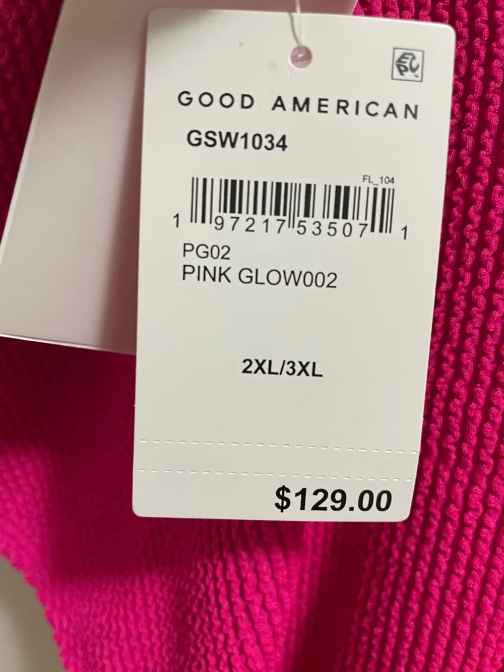 NWT Good American Always Fits High-Leg One-piece Swimsuit in Pink Glow 2XL 3XL